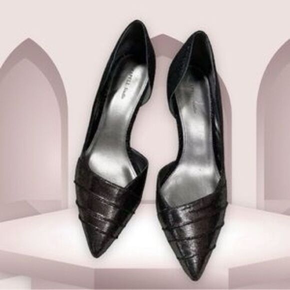 Papell Studio Gunmetal Pointy Toe Pumps - Size 8 - Picture 1 of 15